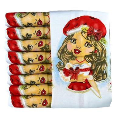 Imagem de Kit 5 Pano De Prato P/ Fazer Saia Crochê Boneca Mamãe Noel - DRKZA