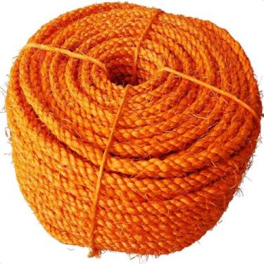 Imagem de Corda de sisal 25 metros 6,5mm cor laranja artesanato - Sisalândia