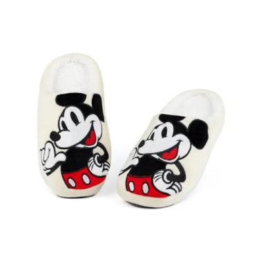 Imagem de Disney Mickey Mouse Pantufas Femininas Todo Estampado, Branco, 9.5-10.5