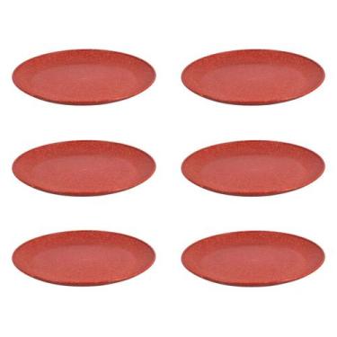 Imagem de 6 UN Prato Lanche Sobremesa Redondo Resistente 20cm Vermelho - EVO