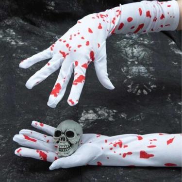 Imagem de Luva Branca Lisa ou com Sangue Falso Fantasia Halloween e Natal - Fant
