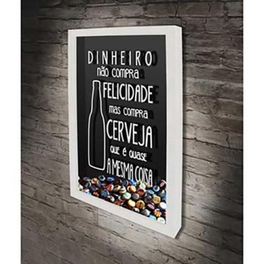 Imagem de Quadro Porta Tampinhas Dinheiro não compra felicidade. - Quadro Novo, 