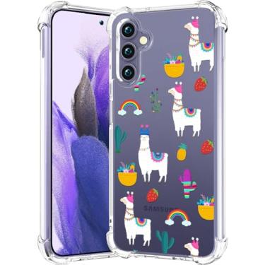 Imagem de CCFUNCASE Compatível com Samsung Galaxy S24+ Plus / S25+ Plus Capa transparente fofa para mulheres - Capas de telefone robustas Funda Capa protetora (lhamas de alpaca brancas)