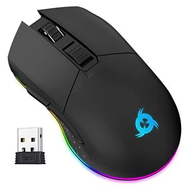 Imagem de KLIM Blaze Mouse para jogos sem fio recarregável, sensor de precisão RGB e bateria de longa duração - 7 botões personalizáveis - até 6000 DPI - Mouse com e sem fio para PC, Mac e PS4 PS5 - Preto