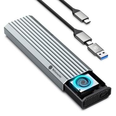 Imagem de Yottamaster Gabinete SSD M.2 NVMe de alumínio com ventilador de resfriamento, sem ferramentas, suporta 4 TB M.2 NVMe 2230/2242/2260/2280 (M Key), compatível com Thunderbolt 4/3/USB4/3.2