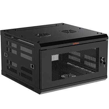Imagem de ECHOGEAR Rack de rede 6U – kit de suporte de parede fechado inclui 2 prateleiras 1U, ventilador pré-montado, porta trancável e ferragens - profundidade de 600 mm para todos os seus equipamentos AV