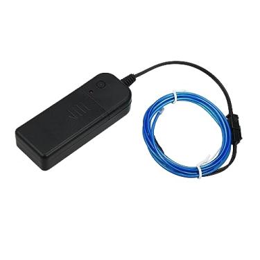 Imagem de X AUTOHAUX Faixa de fio neon EL de 1 metro/0,9 m Faixa de fio azul fria brilhante para decoração de interiores de carro