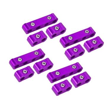 Imagem de Motoforti 4 conjuntos 8 mm motor carro vela de ignição separador de fios teares divisor organizador braçadeira liga de alumínio roxo longa duração