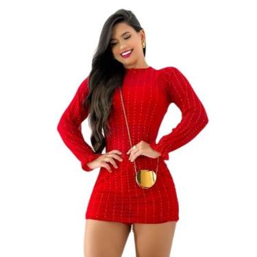 Imagem de Vestido Manga Longa Tule c Strass Moda Feminina 0529 - Bellucy Modas, 