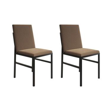 Imagem de Kit 2 Cadeiras De Jantar Estofadas Mônaco Veludo Marrom Preto