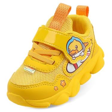 Imagem de B.Duck Tênis infantil infantil para meninas e meninos [pato fofo de desenho animado] Tênis de corrida infantil para crianças pequenas tamanho 6-12, Amarelo claro, 9.5 Little Kid