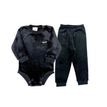 Imagem de Conjunto Body Calça Fleece Peluciado Inverno Bebê Bodie - Fofotinhos, 