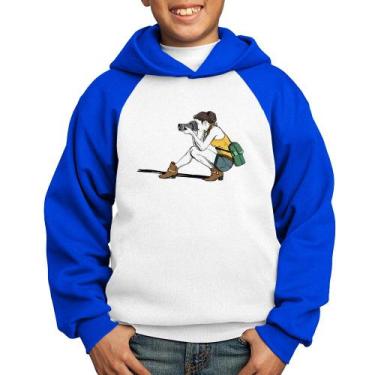 Imagem de Moletom Infantil Fotógrafa Desenho - Foca na Moda, Branco, Azul, 2