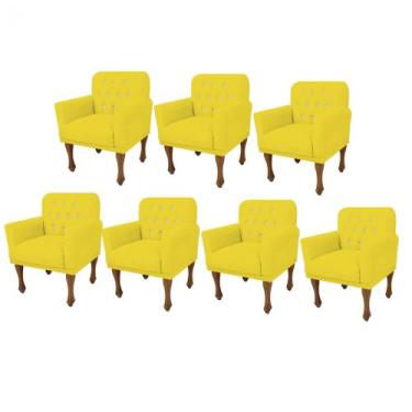 Imagem de Kit 07 Poltrona Cadeira Decorativa  Mona Luxo com Strass Sala de Estar