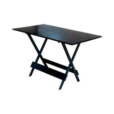 Imagem de Mesa Dobravel de Madeira 120 X 70 Ideal para Bar e Restaurante - Preto