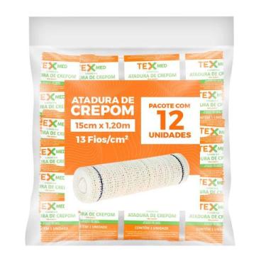 Imagem de Atadura Crepom Faixa Bandagem Elástica 15cmx1.2m Kit 12 Un - TEXMED