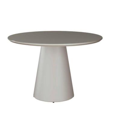 Imagem de Mesa de Jantar Redonda para 4 Lugares 120cm Liz Base Cone Tampo Vidro 