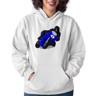 Imagem de Moletom Feminino Moto Corrida - Foca na Moda, Branco, GG