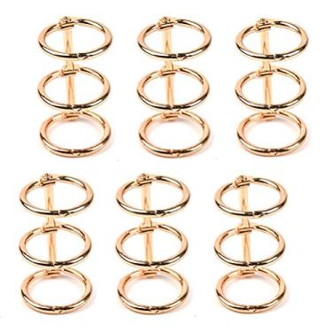 Imagem de BUYGO O 20 peças de 3 anéis de metal soltos fichários livro anéis de encaixe divididos com 20 mm de diâmetro interno anéis de livro dourados para diário de viagem, álbum de fotos, pentes de coluna, moldes de resina para caderno