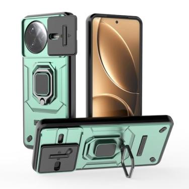 Imagem de Kukoufey Compatível com Xiaomi Poco F7 Ultra 5G Bracket Shell, com capa de lente de câmera deslizante compatível com Xiaomi Redmi K80 Pro 5G capa verde