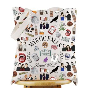 Imagem de KEYCHIN Bolsa de ombro Salvatore Brothers Damon and Elena Fans Gifts Mystic Falls Social Club Vampire Shoulder Bag Stefan Fans Gift, Mystic Falls TB