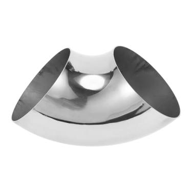 Imagem de Motoforti Tubulação de tubo de escape modificada para carro curva mandril 90 graus 12 cm espessura OD 1,2 mm/18GA 120 x 245 x 1,2 mm aço inoxidável 304 prateado