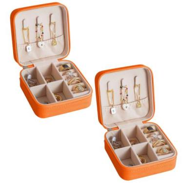 Imagem de Kit 2 Mini Porta Joias Com Divisória portatil varias cores lembrança f