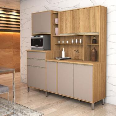 Imagem de Cozinha Completa Gabi 10 Portas Ripado c/ Gavetas MDF - Sambare Modas,