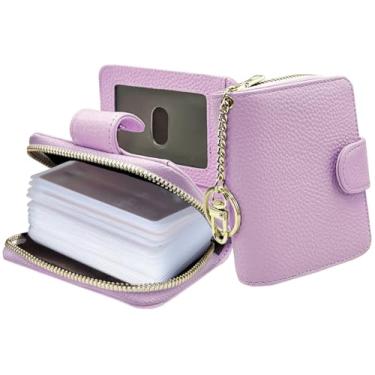 Imagem de Carteira feminina de couro com suporte para cartão de crédito e RFID da Beurlike, Upgrade B (20 PVC/Key Ring) - Light Purple, small