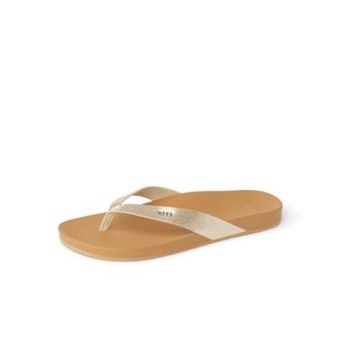 Imagem de REEF Sandália feminina Cushion Court, palmilha acolchoada moldada, suporte de arco, Bronzeado/champanhe, 41