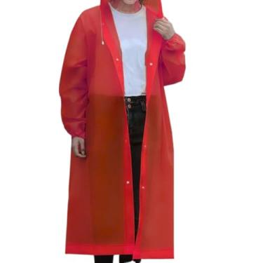 Imagem de Capa de Chuva Grossa Reutilizável Grande e Comprida Adulto Não Rasga Guarda Chuva Corta Vento(Vermelho)