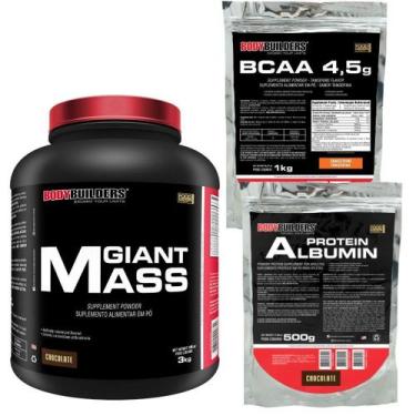 Imagem de Kit Giant Mass 3 Kg+ Albumina Protein 500G+Bcaa 4.5 1Kg - Bodybuilders