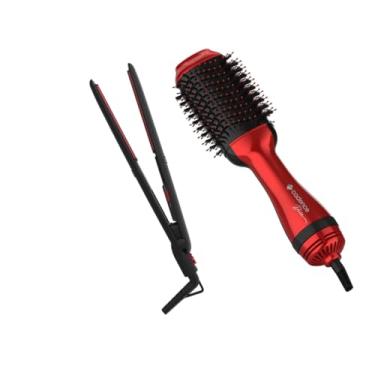 Imagem de Escova Secadora Cadence Diva 4 em 1-127V. Prancha de Cabelo Cadence Rouge Style - Bivolt.