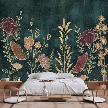 Imagem de Lcythiazole Murais de papel de parede floral de tamanho personalizado - mural de papel de parede floral, personalizável, autoadesivo removível para sala de estar