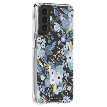 Imagem de Rifle Paper Co – Capa para Samsung Galaxy S21 5G – Elementos de folha dourada – Proteção contra quedas de 3 metros – 16,2 cm – Festa no jardim azul
