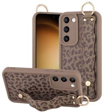 Imagem de OOK Capa de leopardo compatível com Samsung Galaxy S23 5G com alça de pulso, capa fina de TPU marrom leopardo à prova de choque com proteção de câmera para mulheres e meninas, para 15.5 cm