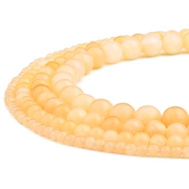 Imagem de RUBYCA Grânulos soltos redondos redondos de jade de arroz natural por atacado para fazer joias DIY 1 fio - 10 mm