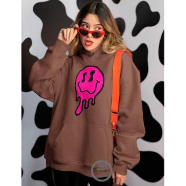 Imagem de Moletom Feminino Estampado Smiley Blusao Linha Premium Personalizado B