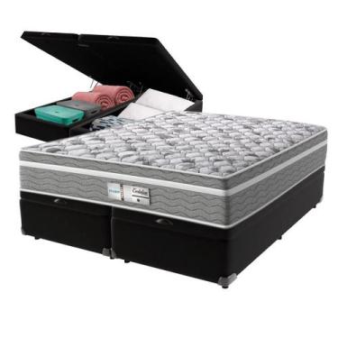Imagem de Cama Box Baú Queen Preto + Colchão Evolution Molas Ensacadas Probel