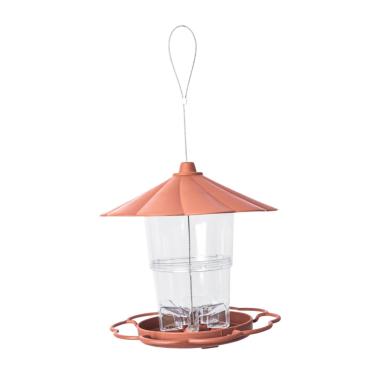 Imagem de Dualoai Pendurado alimentador de pássaros, alimentador automático de flores para dispensador de alimentos externos para o quintal, Marrom Claro