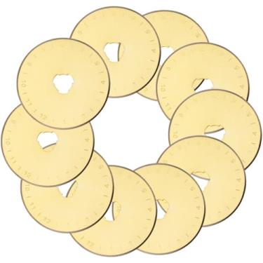 Imagem de Eyech 10 peças de lâminas de corte rotativo de 45 mm revestidas de titânio, lâminas de substituição de cortador rotativo de aço SKS-7, lâminas de corte rotativo acolchoado para tecido, couro, corte de