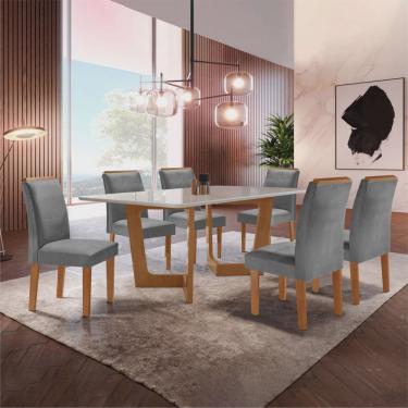 Imagem de Conjunto Sala De Jantar Nápoles Tampo Vidro/MDF com 6 Cadeiras Luísa Smart Plus