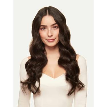 Imagem de Aplique de Cabelo Humano Liso, Castanho Escuro, Fixação sem Cola ou Grampos, Tecnologia Exclusiva