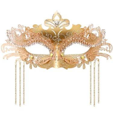 Imagem de Coddsmz Máscara feminina de baile de máscaras com correntes de strass, máscara veneziana de carnaval, decoração de carnaval, máscaras de fantasia
