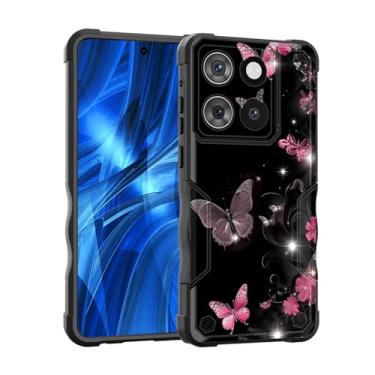 Imagem de EFGWSDER Capa para Moto G Stylus 5G 2025, [camada dupla] [proteção contra quedas de grau militar] Capa resistente à prova de choque para Motorola Moto G Stylus 5G 2025, flores de borboletas