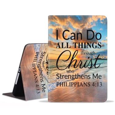 Imagem de BXIKEOPIU Capa para Samsung Galaxy Tab A9 Plus de 11 polegadas 2023 (modelo: SM-X210/X216/X218), capa fólio fina de couro PU com hibernação automática, versículo bíblico Philippians 4-13