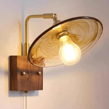 Imagem de Luminária de parede americana vintage de 6 W com base, interruptor de zíper e iluminação quente para cabeceira de quarto, para corredor, fundo de escada (formato 2)