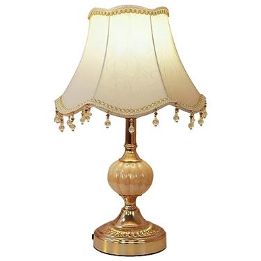 Imagem de PURESILKS Abajur De Mesa Clássico Estilo Europeu Tiffany, Abajur De Tecido Com Base Dourada, Decoração Americana, Abajur Clássico De Mesa De Cabeceira Para Quarto E Sala De Estar