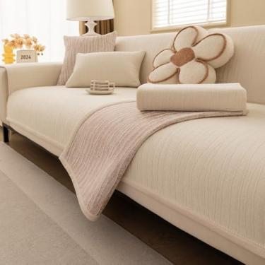 Imagem de WMLTZFUS Capa de sofá de chenille seccional de pele macia grossa para cães, crianças, protetor de móveis macio para sofá de 2 3 e 4, estilo moderno, antiderrapante, adequado para animais de estimação