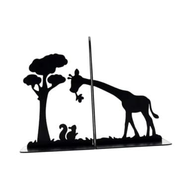 Imagem de Kuntesetty Livros de livros de silhueta Livros Apoie Stoppers Books Desktop Organizer for Bookshelf, Girafa E Esquilo